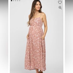 Mauve Floral Back Cutout Maternity Midi Dress